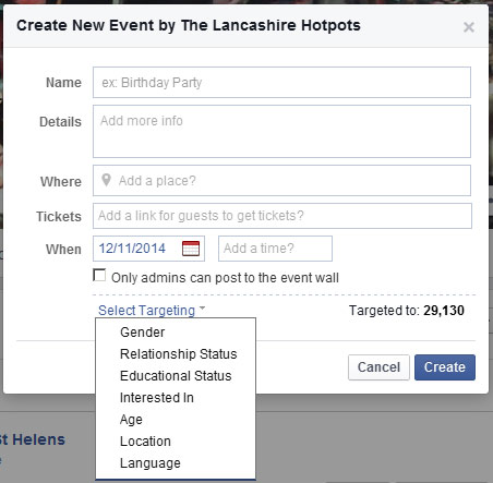 Facebook events allow you to add all the relevant gig details and provide geographical targeting to fans if needed. 