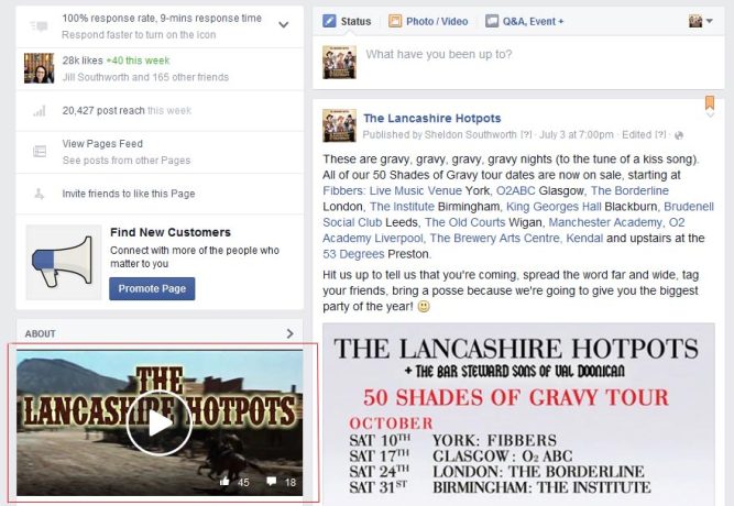 Your featured video, to the left of your news feed.