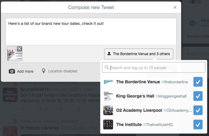 Add venues or whatever you like to a Twitter image.