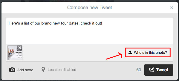 You can tag Twitter handles into an image here.