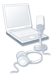 The suggested equipment for podcasting.  I'd advise against this.