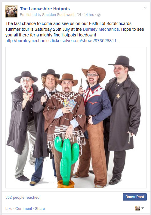 An example post with ticket link advertising an event.